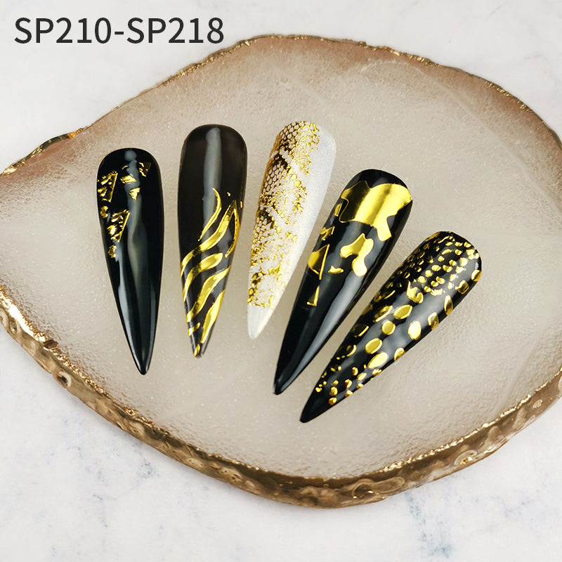 Tiebeauty Nail Art Stickers Dorados Efecto Serpiente SP210