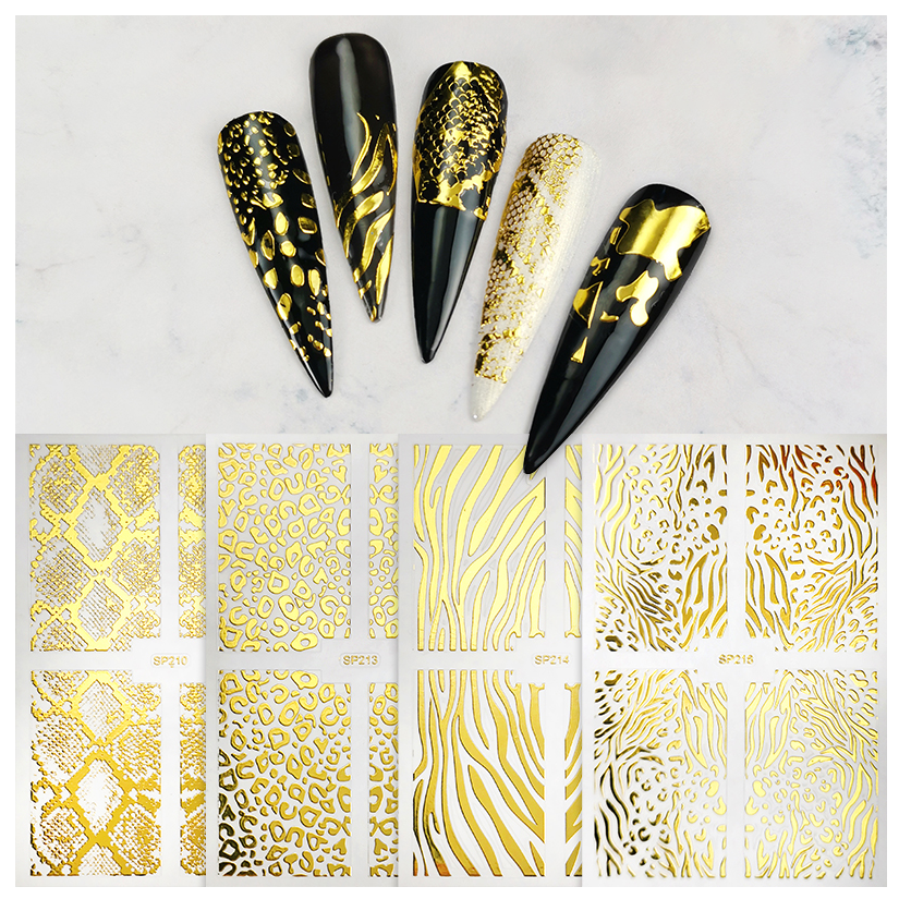 Tiebeauty Nail Art Stickers Dorados Efecto Serpiente SP210