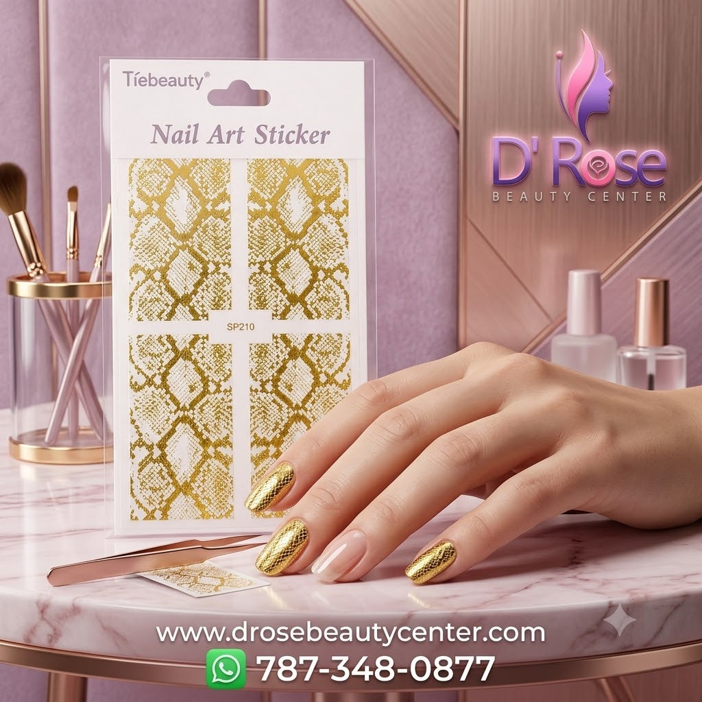 Tiebeauty Nail Art Stickers Dorados Efecto Serpiente SP210