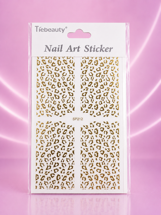 Tiebeauty Nail Art Stickers Dorados Efecto Leopardo para Uñas SP212