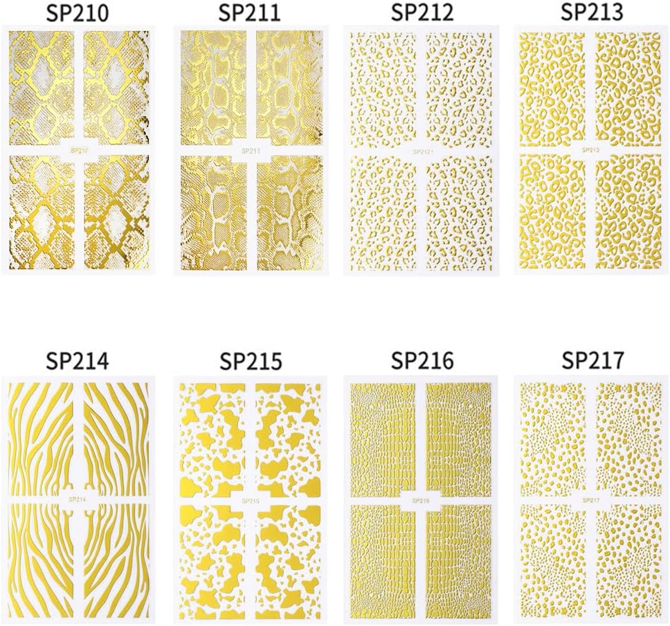 Tiebeauty Nail Art Stickers Dorados Efecto Leopardo para Uñas SP212