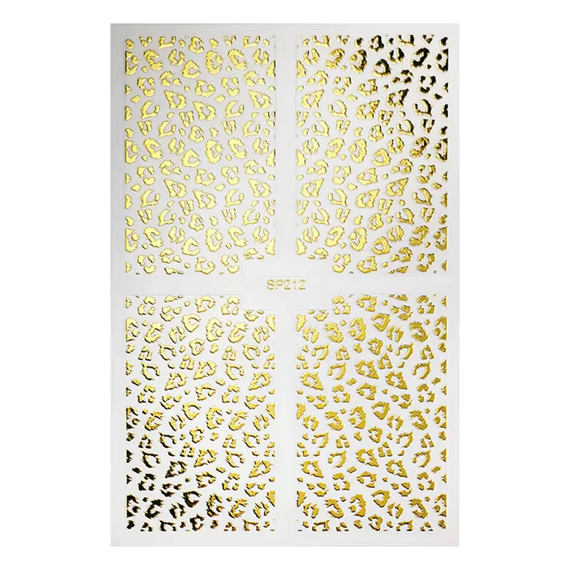 Tiebeauty Nail Art Stickers Dorados Efecto Leopardo para Uñas SP212
