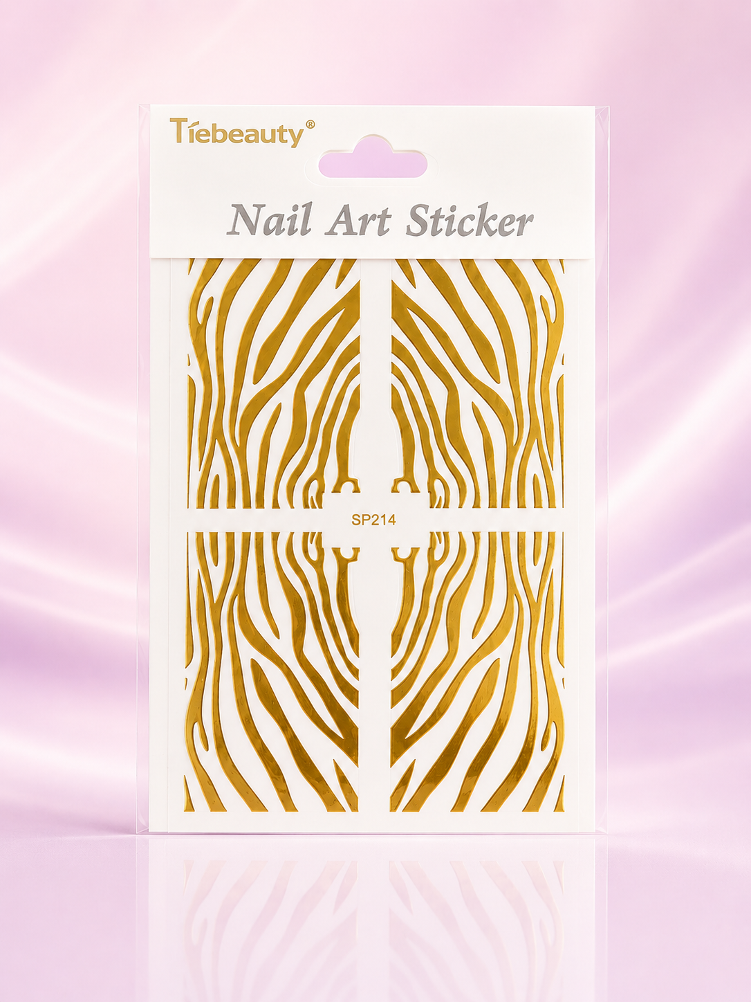 Tiebeauty Nail Art Stickers Dorados Efecto Cebra para Uñas SP214