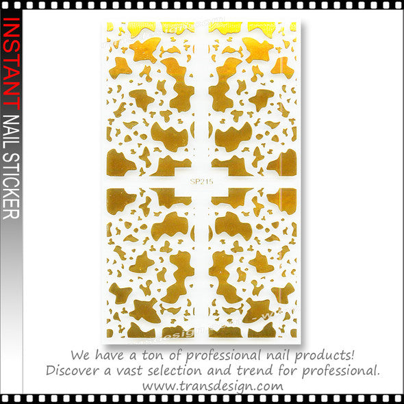 Tiebeauty Nail Art Stickers Dorados Efecto Vaca para Uñas SP215