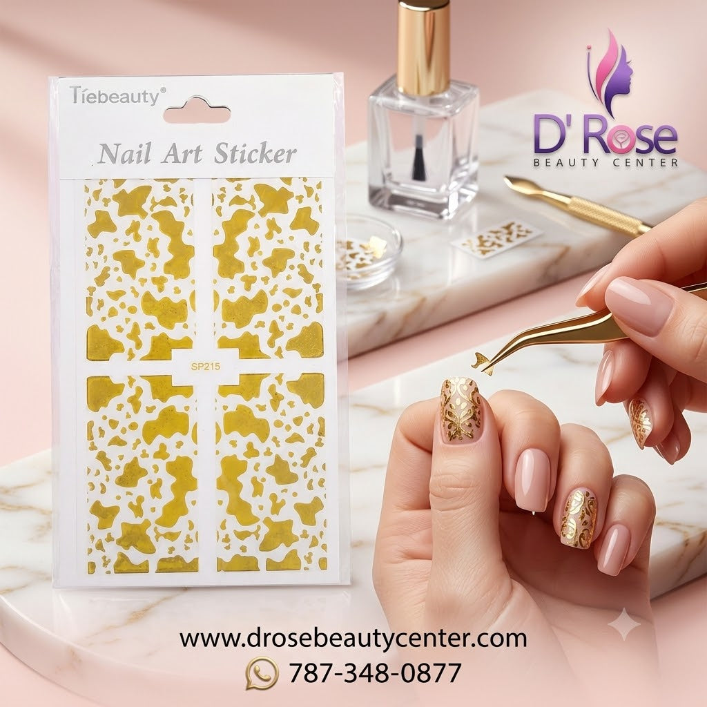 Tiebeauty Nail Art Stickers Dorados Efecto Vaca para Uñas SP215