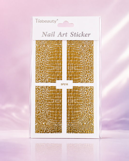 Tiebeauty Nail Art Stickers Dorados Efecto Cocodrilo para Uñas SP216