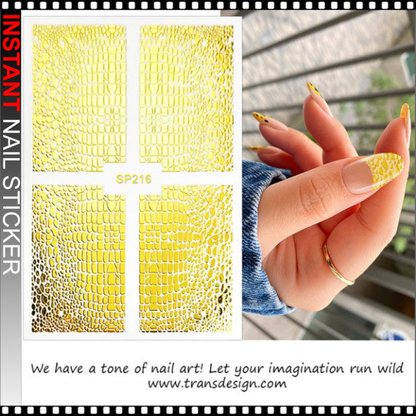 Tiebeauty Nail Art Stickers Dorados Efecto Cocodrilo para Uñas SP216
