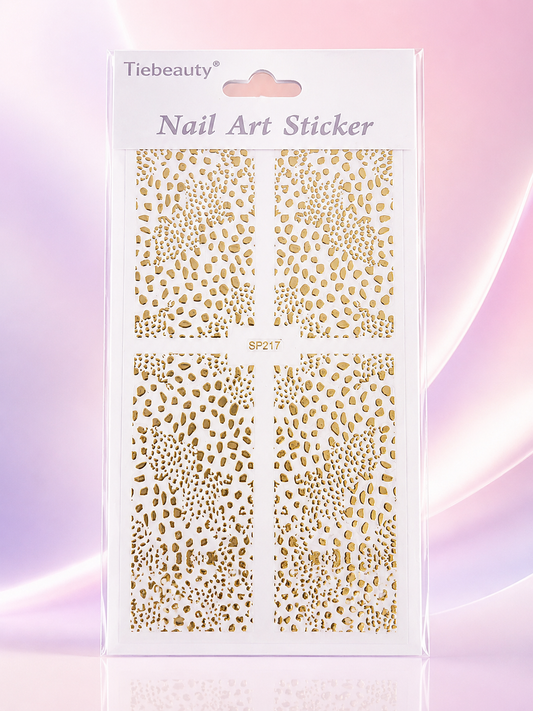 Tiebeauty Nail Art Stickers Dorados Animal Print para Uñas SP217