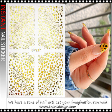 Tiebeauty Nail Art Stickers Dorados Animal Print para Uñas SP217