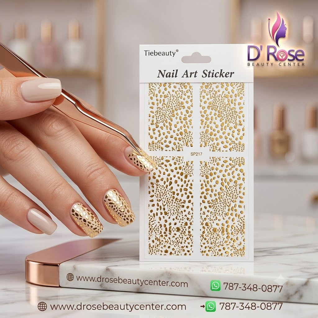 Tiebeauty Nail Art Stickers Dorados Animal Print para Uñas SP217