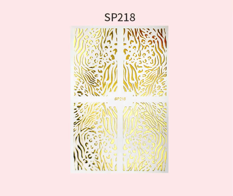 Tiebeauty Nail Art Stickers Dorados Animal Print Mixto para Uñas SP218