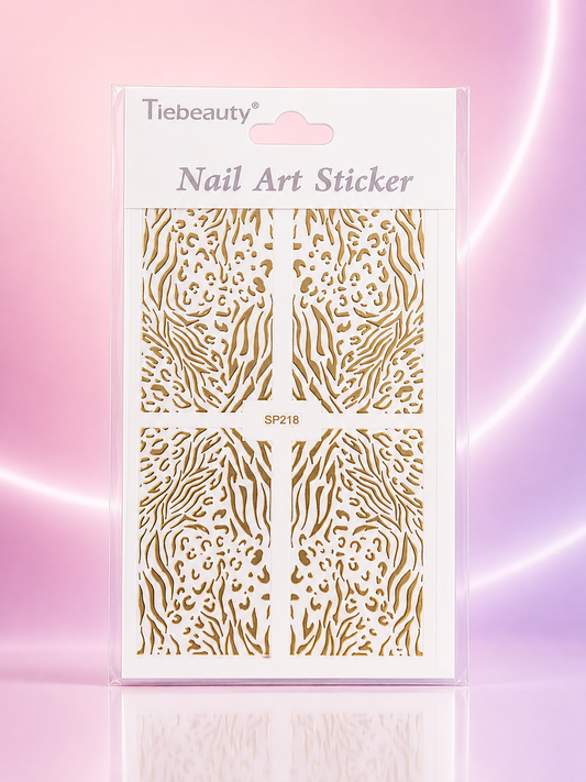 Tiebeauty Nail Art Stickers Dorados Animal Print Mixto para Uñas SP218