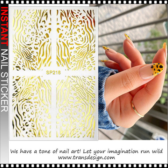 Tiebeauty Nail Art Stickers Dorados Animal Print Mixto para Uñas SP218