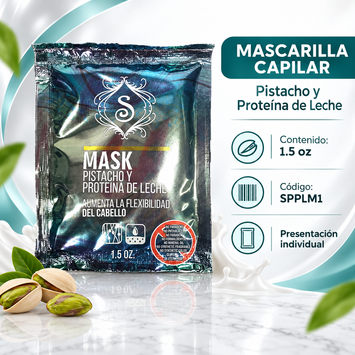 Simone Professional Mascarilla de Pistacho y Proteína de Leche 1.5 oz – SPPLM1