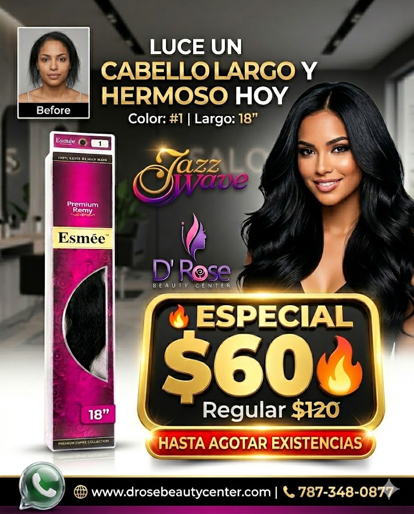 ✨ Extensiones Esmée Spanish Wave 18” Color #1 – 100% Remy Human Hair ✨