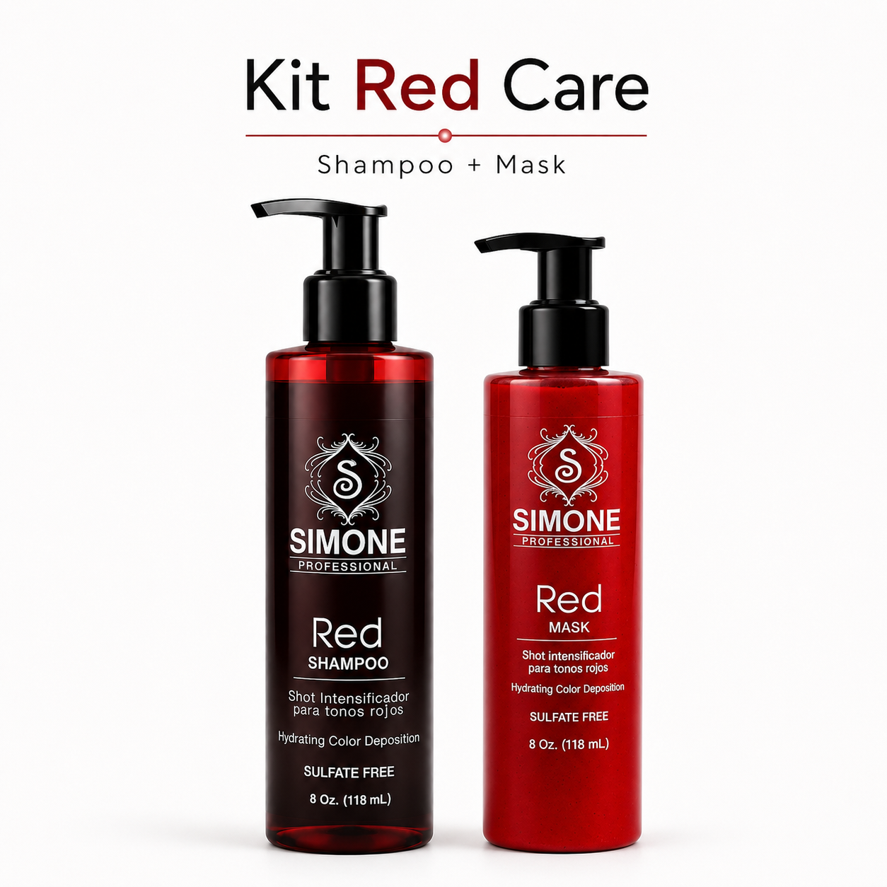Simone Professional Red Care Kit SRK2 – Red Shampoo + Red Mask 8 Oz. Cada Uno