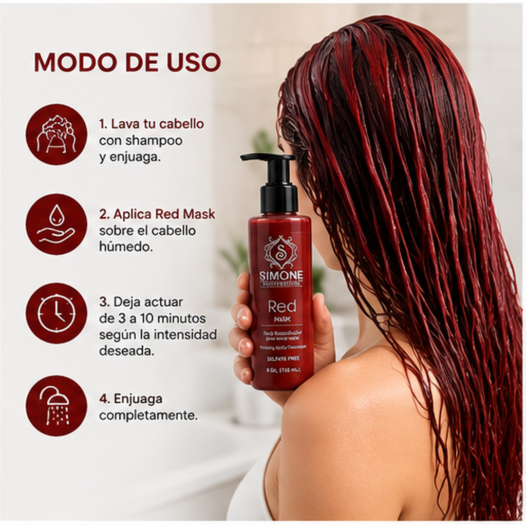 Simone Professional Red Mask SRM8 8 Oz. (118 mL) – Shot Intensificador para Tonos Rojos