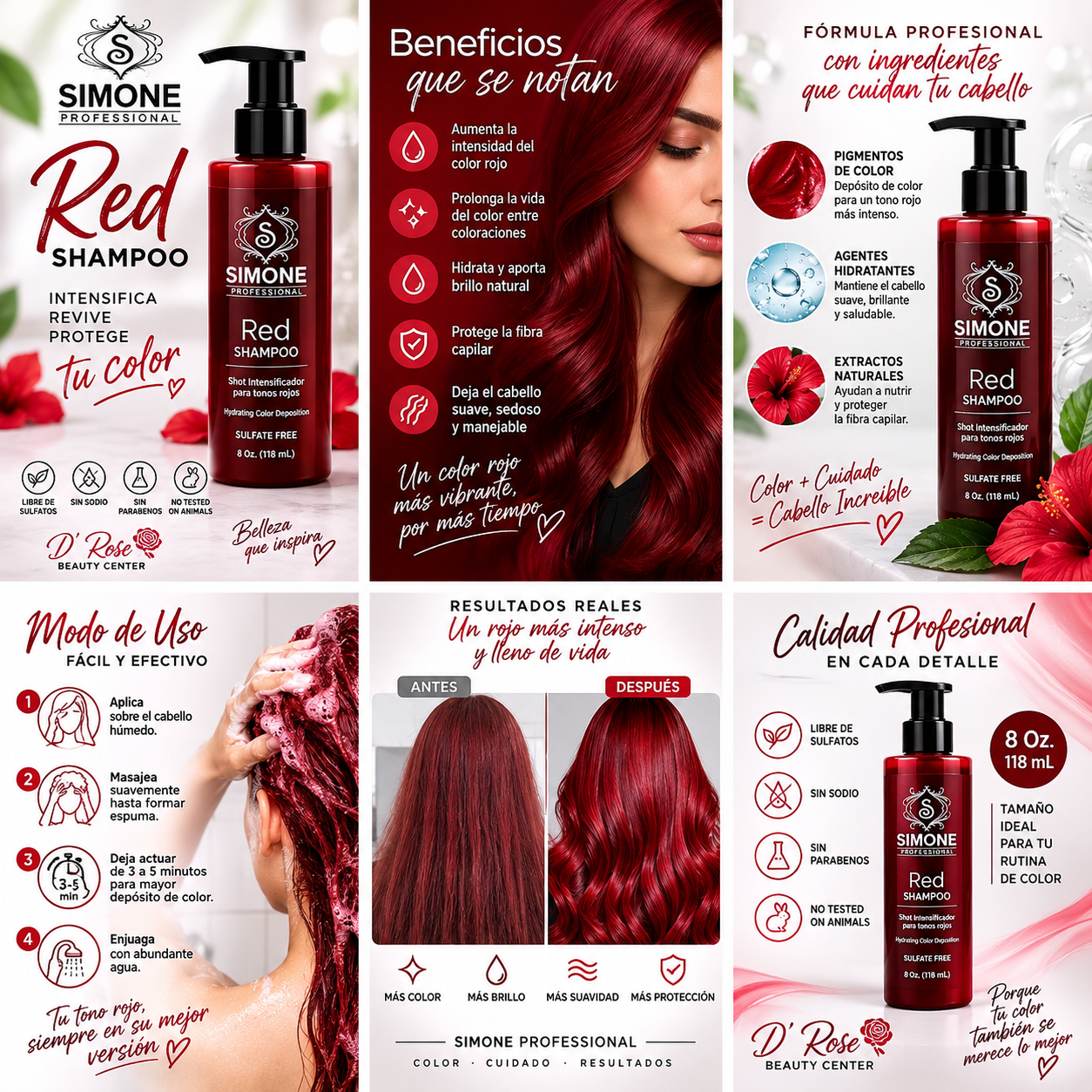 Simone Professional Red Mask SRM8 8 Oz. (118 mL) – Shot Intensificador para Tonos Rojos