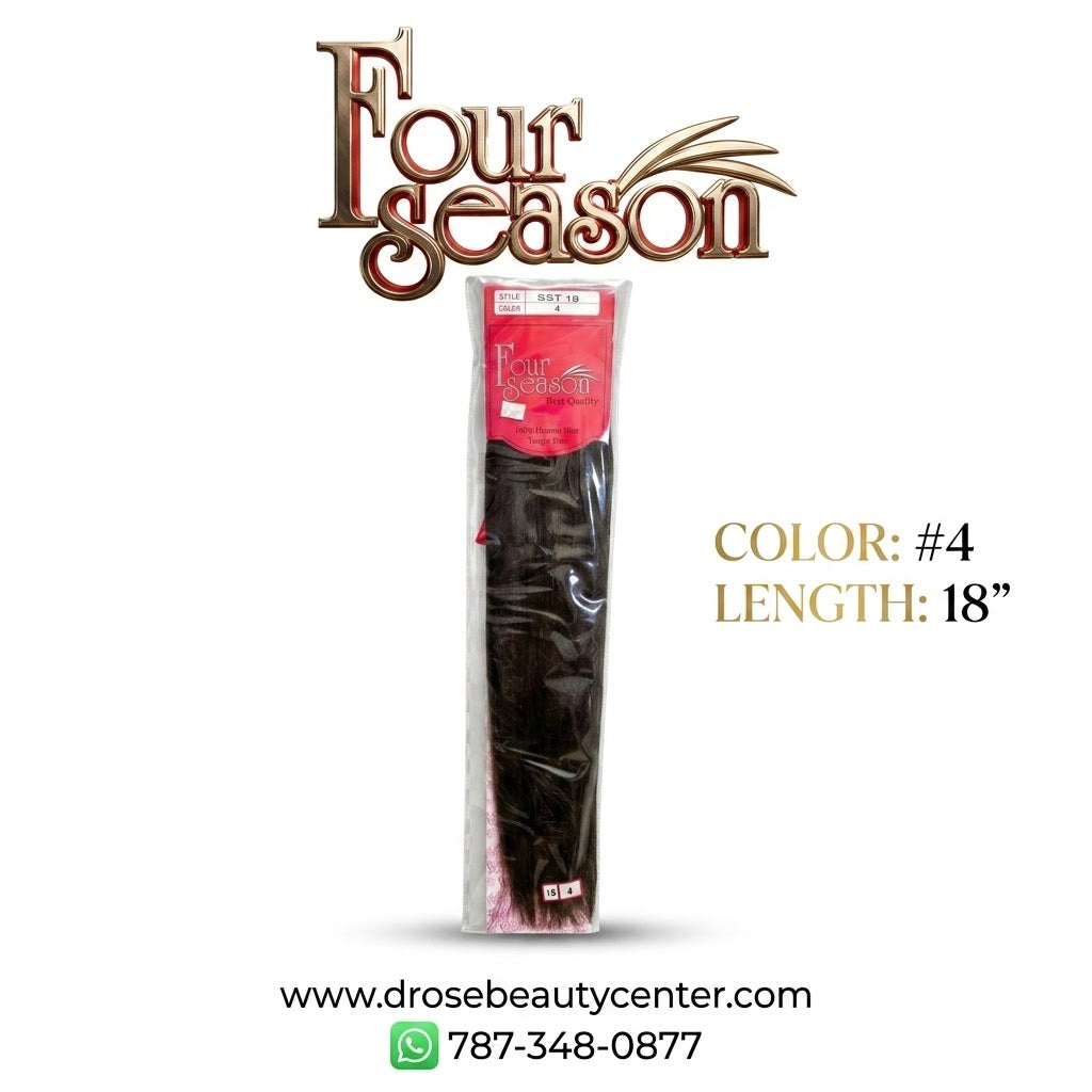 Four Season 100% Human Hair Extensión de Cabello Color #4 18"