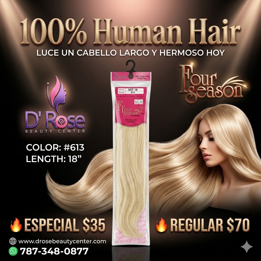 Four Season 100% Human Hair Extensión de Cabello Color #613 18"