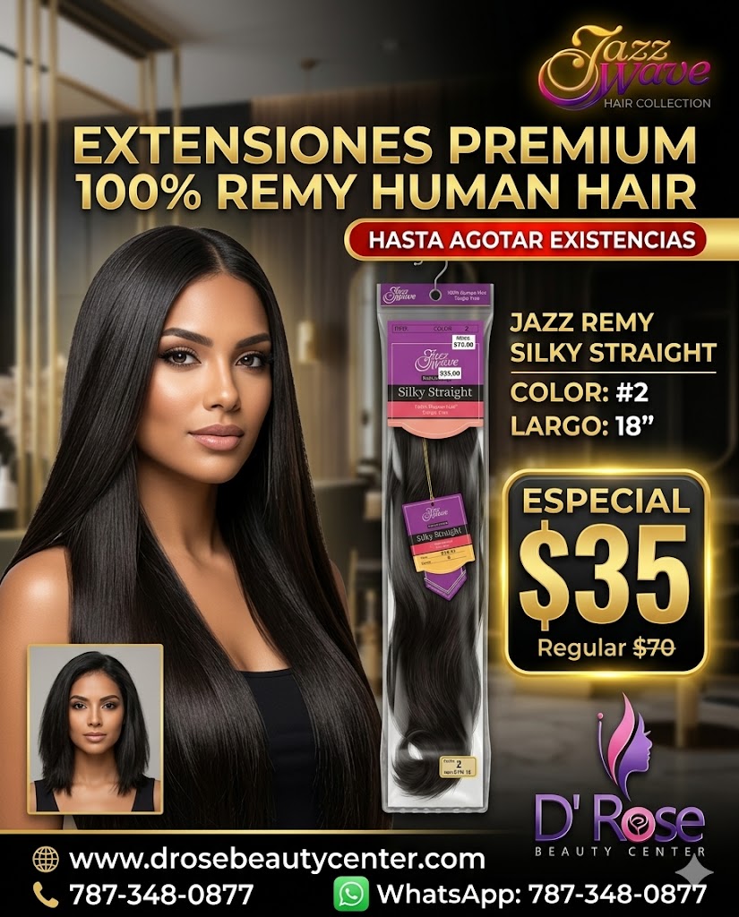 ✨ Extensiones Jazz Wave Silky Straight 18” Color #2 – 100% Cabello Humano Premium ✨