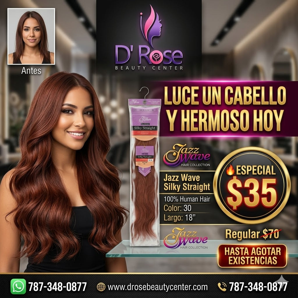 ✨ Extensiones Jazz Wave Silky Straight 18” Color #30 – 100% Cabello Humano Premium ✨