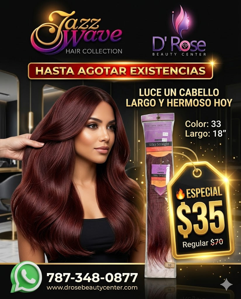 Extensiones Jazz Wave Silky Straight 18” Color #33 – 100% Cabello Hu ...