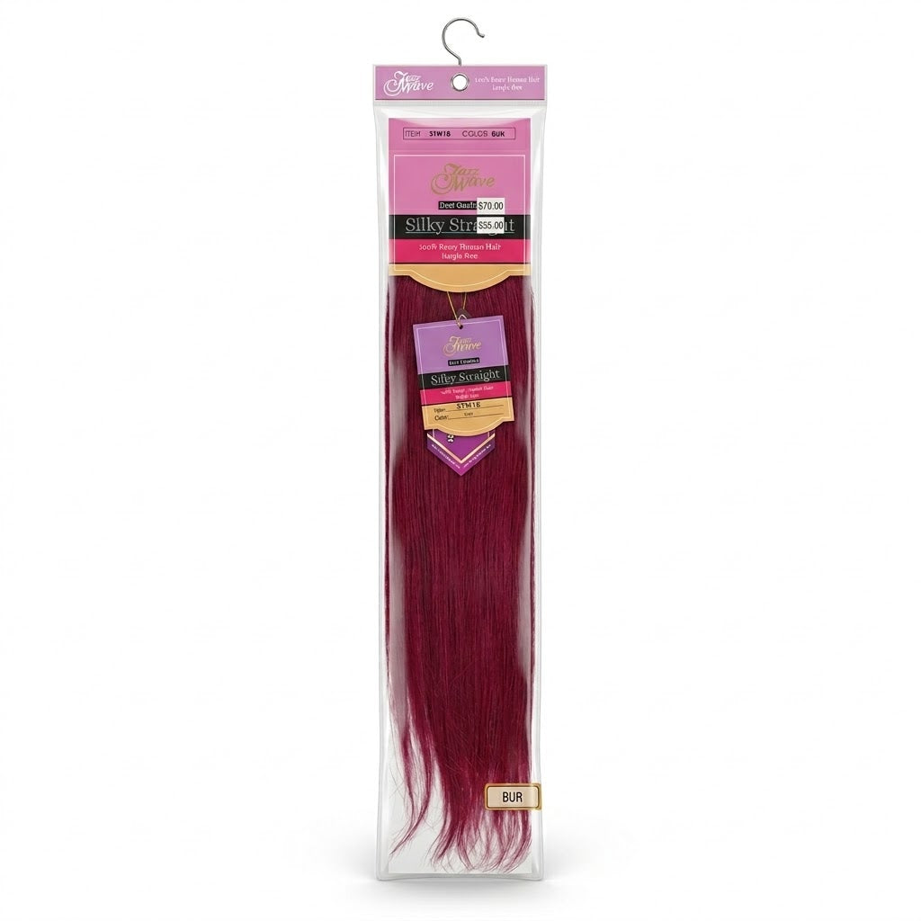 ✨ Extensiones Jazz Wave Silky Straight 18” Color Burgundy – 100% Cabello Humano Premium ✨