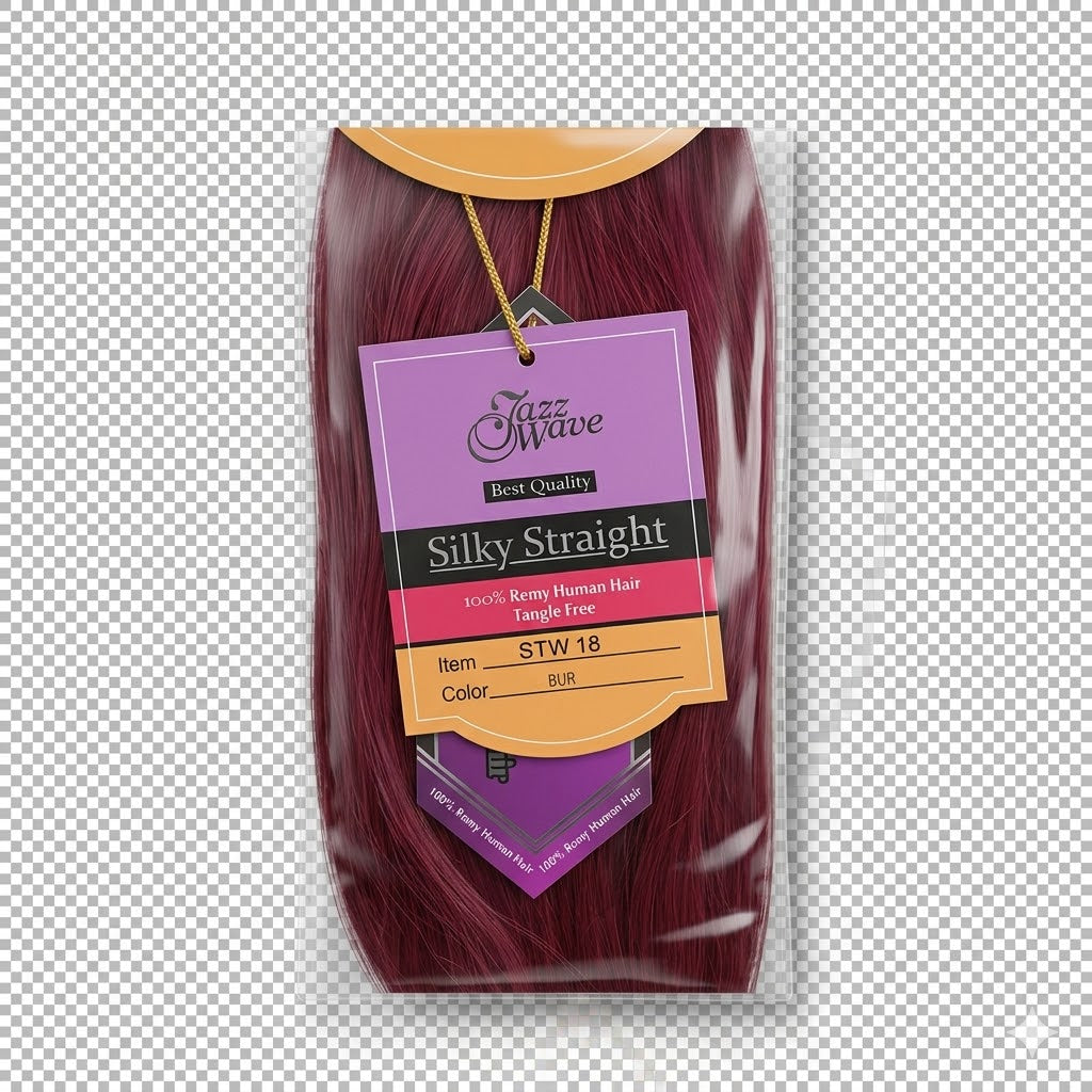 ✨ Extensiones Jazz Wave Silky Straight 18” Color Burgundy – 100% Cabello Humano Premium ✨