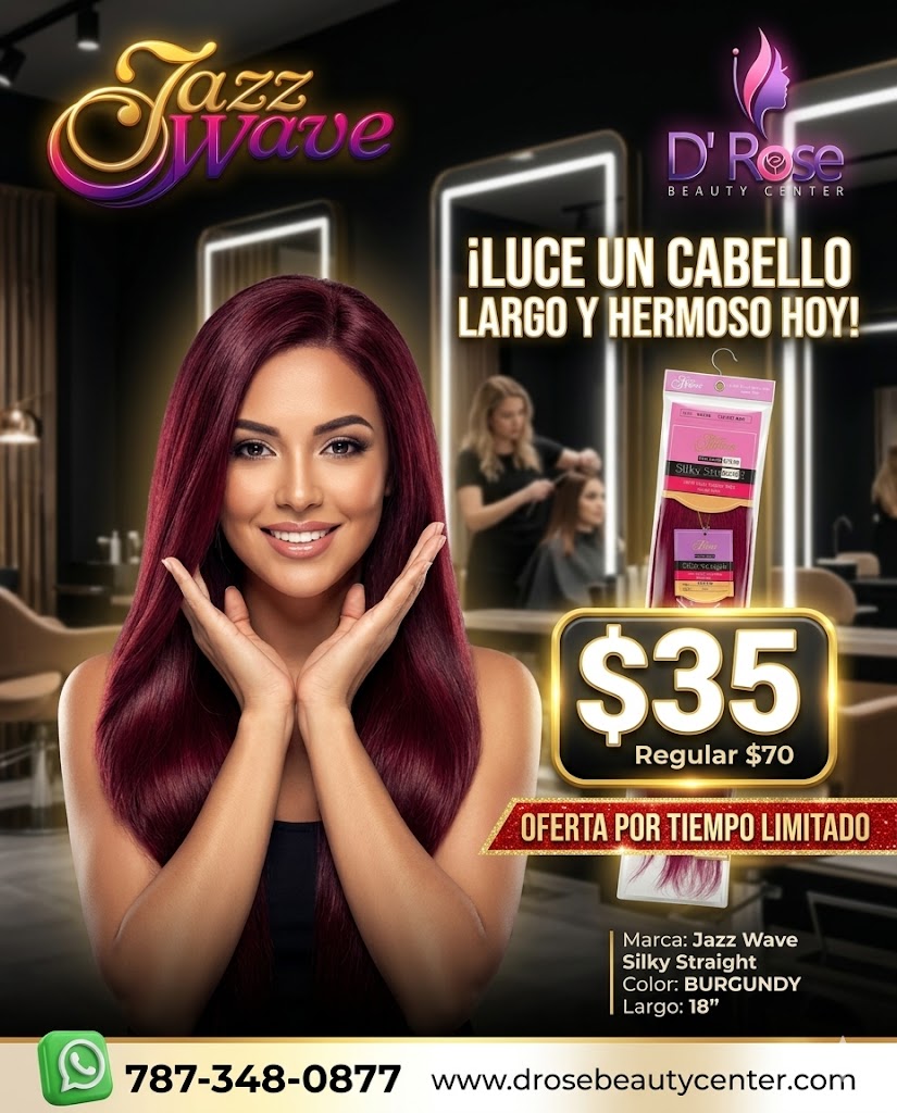 ✨ Extensiones Jazz Wave Silky Straight 18” Color Burgundy – 100% Cabello Humano Premium ✨