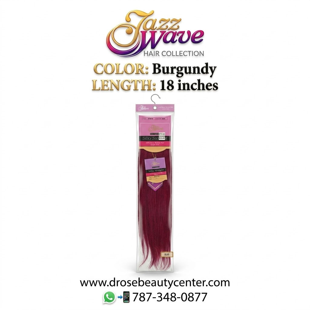 ✨ Extensiones Jazz Wave Silky Straight 18” Color Burgundy – 100% Cabello Humano Premium ✨