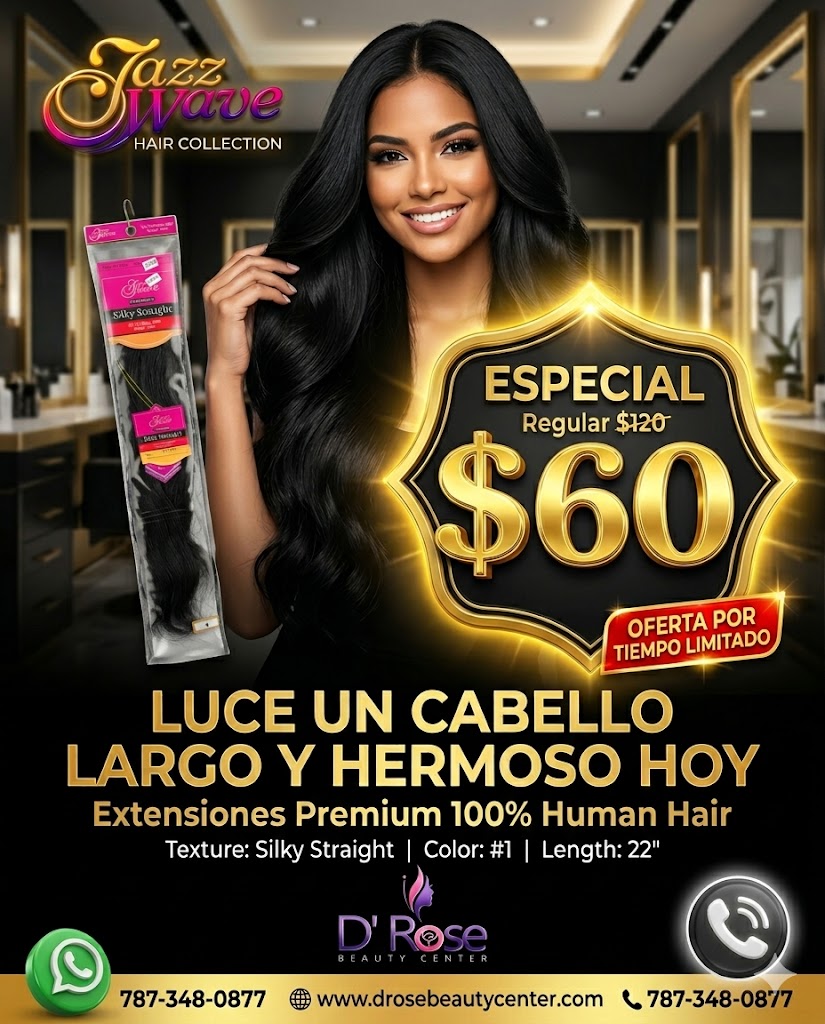 ✨ Extensiones Jazz Wave Silky Straight 22” Color #1 – 100% Cabello Humano Premium ✨