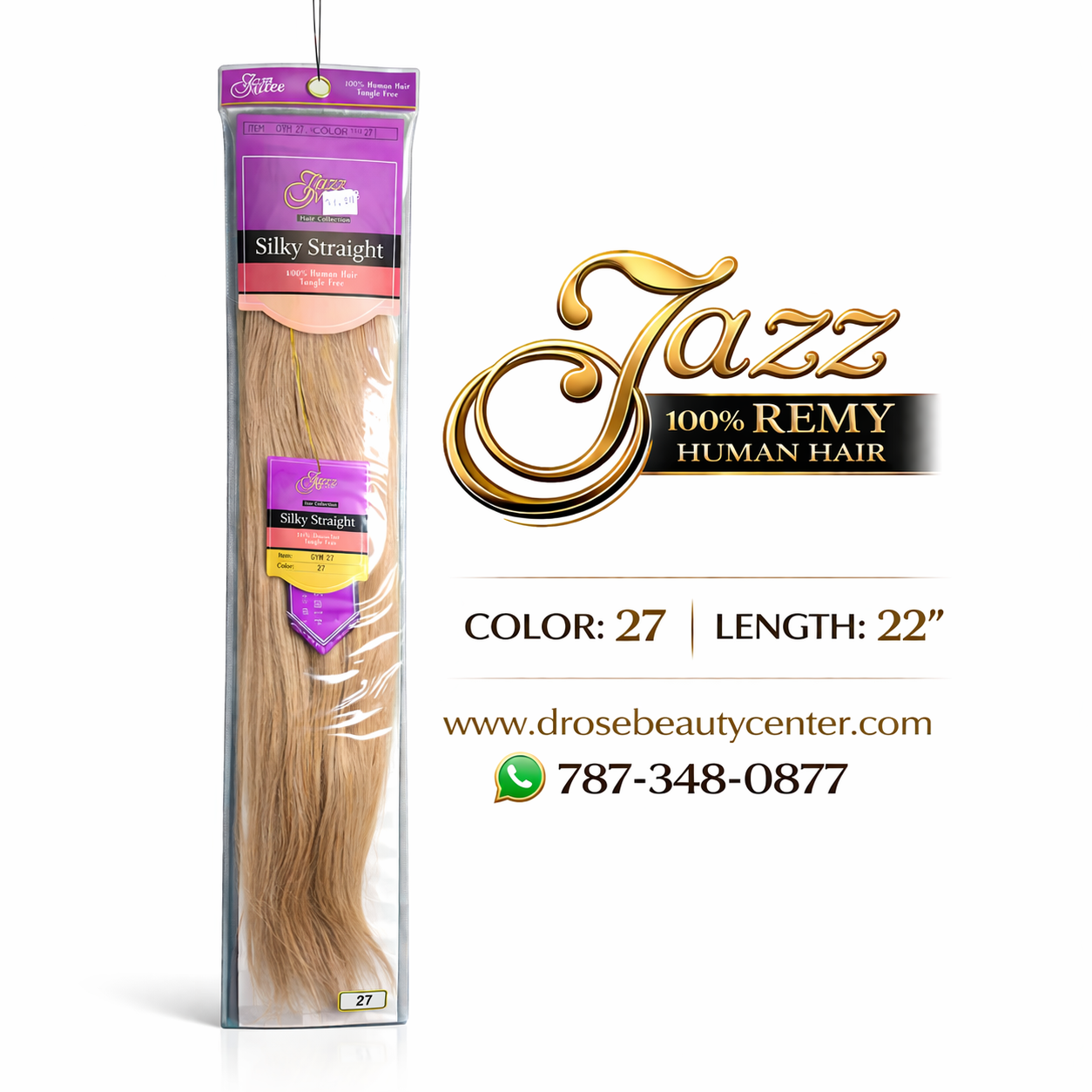 ✨ Extensiones Jazz Wave Silky Straight 22” Color #27 – 100% Cabello Humano Premium ✨