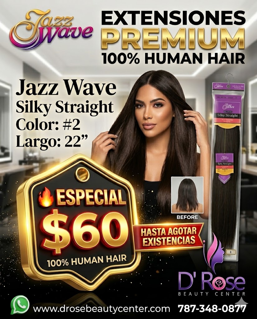 ✨ Extensiones Jazz Wave Silky Straight 22” Color #2 – 100% Cabello Humano Premium ✨  💎 Luc