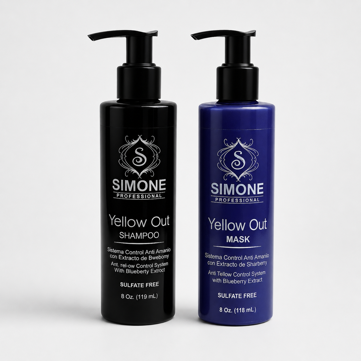 Simone Professional Yellow Out Kit 2 Piezas – Shampoo 8 Oz. + Mask 8 Oz.
