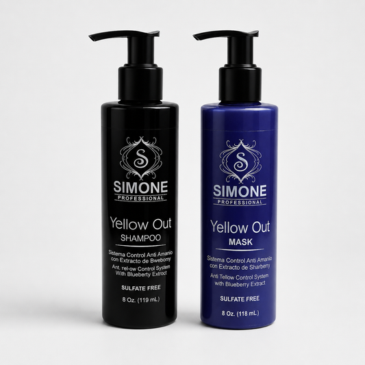 Simone Professional Yellow Out Kit 2 Piezas – Shampoo 8 Oz. + Mask 8 Oz.