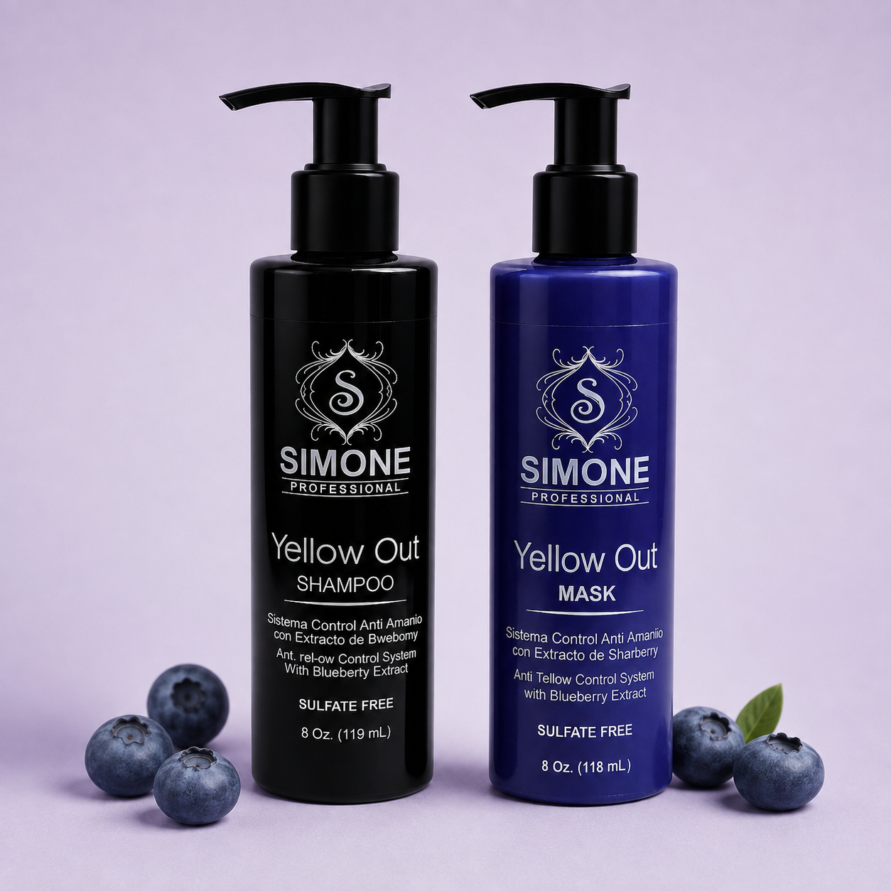 Simone Professional Yellow Out Kit 2 Piezas – Shampoo 8 Oz. + Mask 8 Oz.