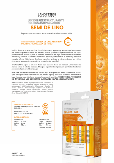 LANOSTERIN PROFESIONAL AMPOLLA SEMI DE LINO LOCION REESTRUCTURANTE .44OZ 0550012
