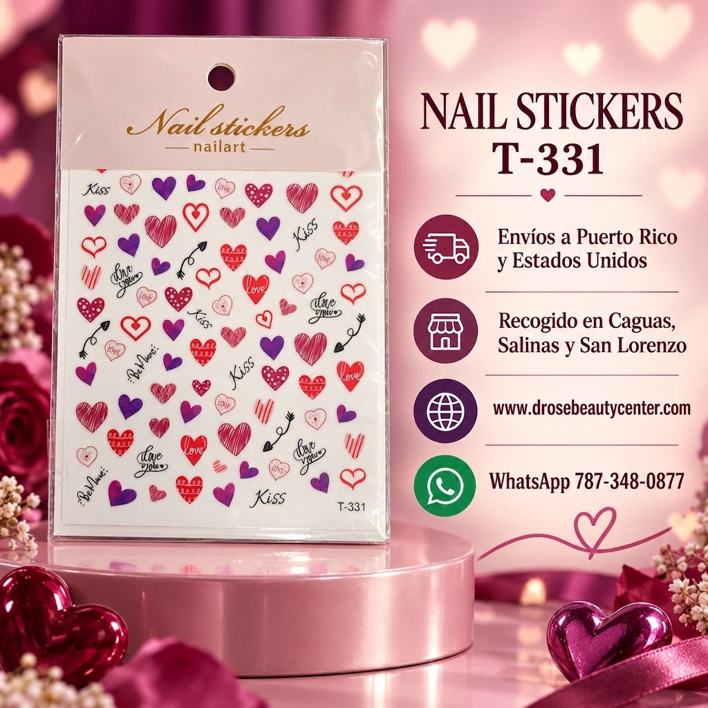 Nail Stickers para Uñas Corazones y Amor T-331