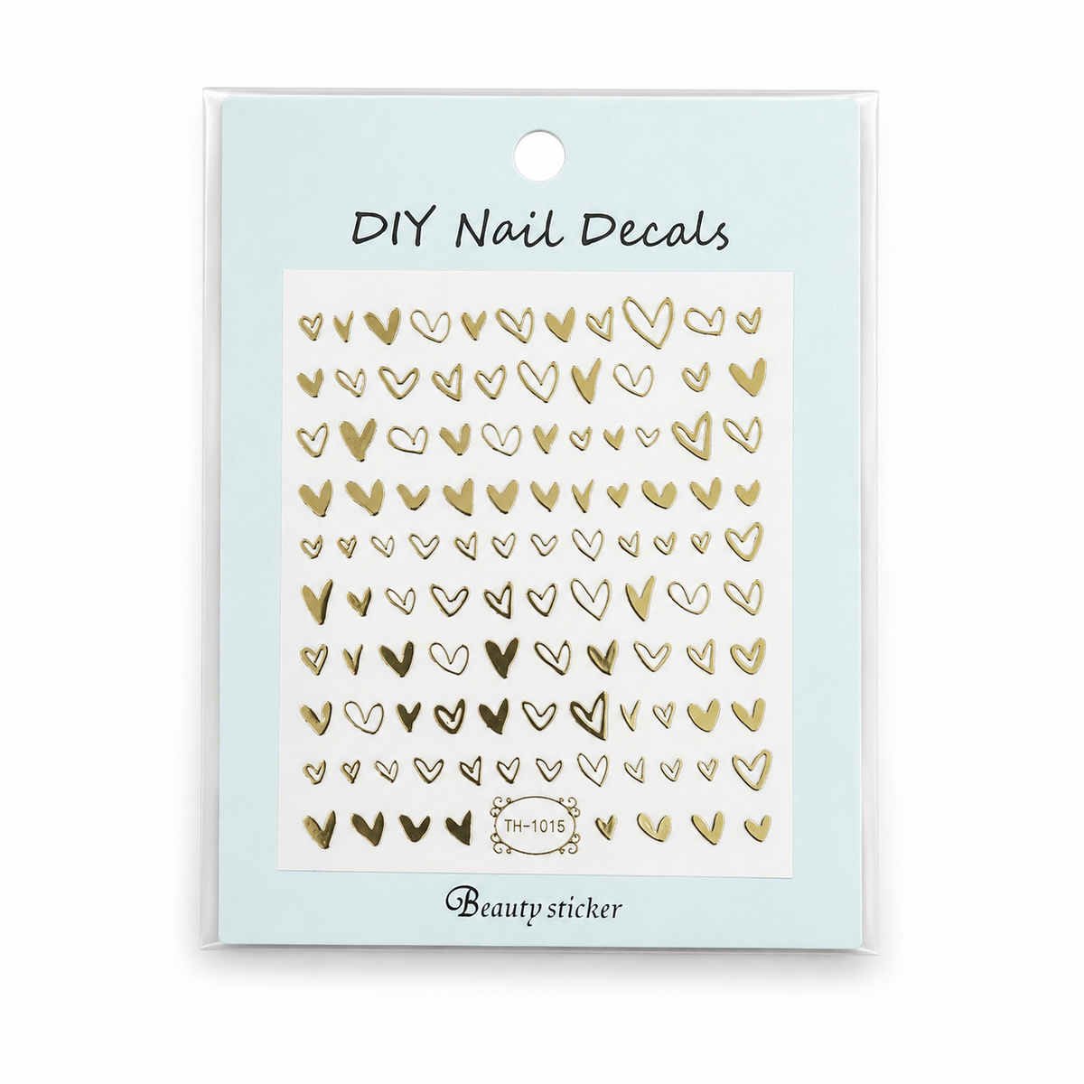 DIY Nail Decals de Corazones Dorados TH-1015