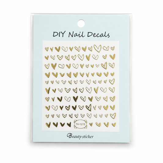 DIY Nail Decals de Corazones Dorados TH-1015