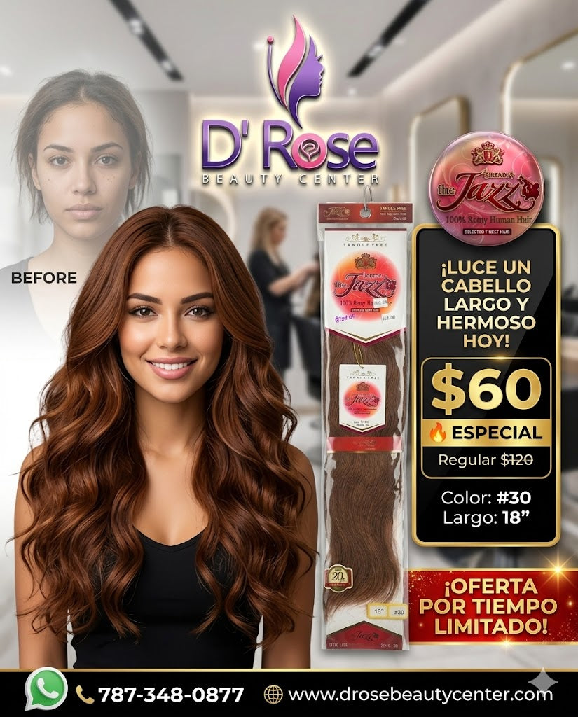 ✨ Extensiones The Jazz Remy Silky Straight 18” Color #30 – 100% Cabello Humano Remy Premium ✨