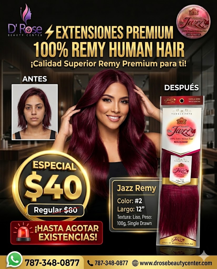 ✨ Extensiones The Jazz Remy Silky Straight 12” Color BURGUNDY – 100% Human Hair Premium ✨