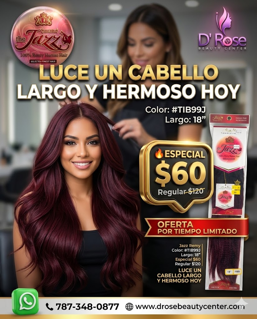 ✨ Extensiones The Jazz Remy Silky Straight 18” Color T1B/99J – 100% Cabello Humano Remy Premium ✨