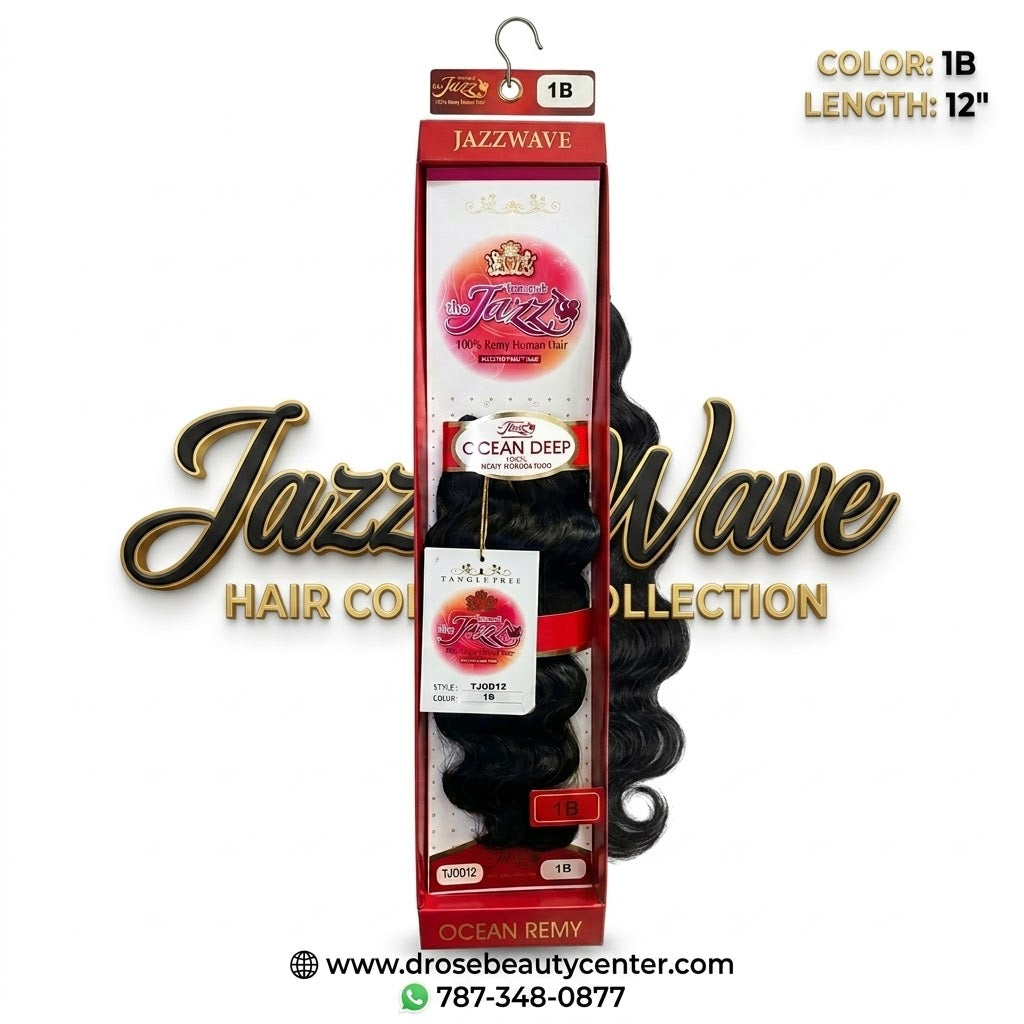 Jazz Wave Ocean Remy 12" Color 1B 100% Remy Human Hair