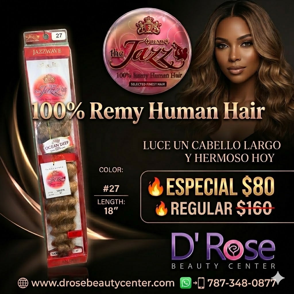 Jazz Wave Ocean Remy 100% Remy Human Hair Extensión de Cabello Color #27 18"
