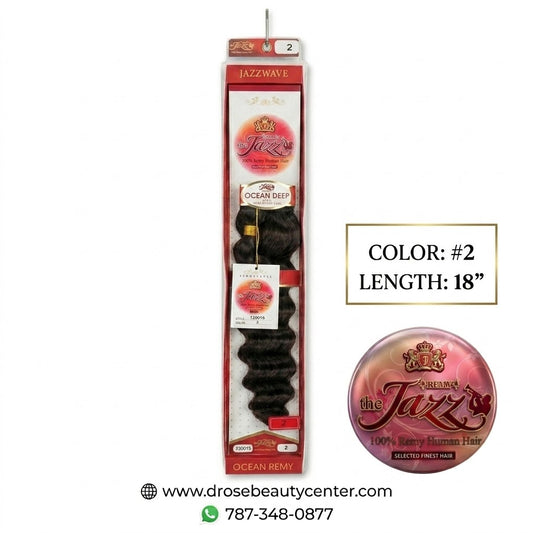 Jazz Wave Ocean Remy 100% Remy Human Hair Extensión de Cabello Color #2 18"