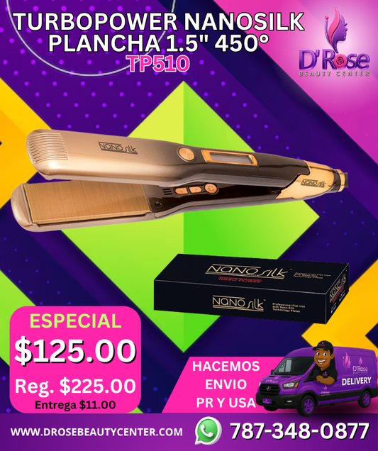 🔥 TURBOPOWER PLANCHA NANOSILK 1.5" | PLACAS PROFESIONALES 450°F – MODELO TP510 🔥