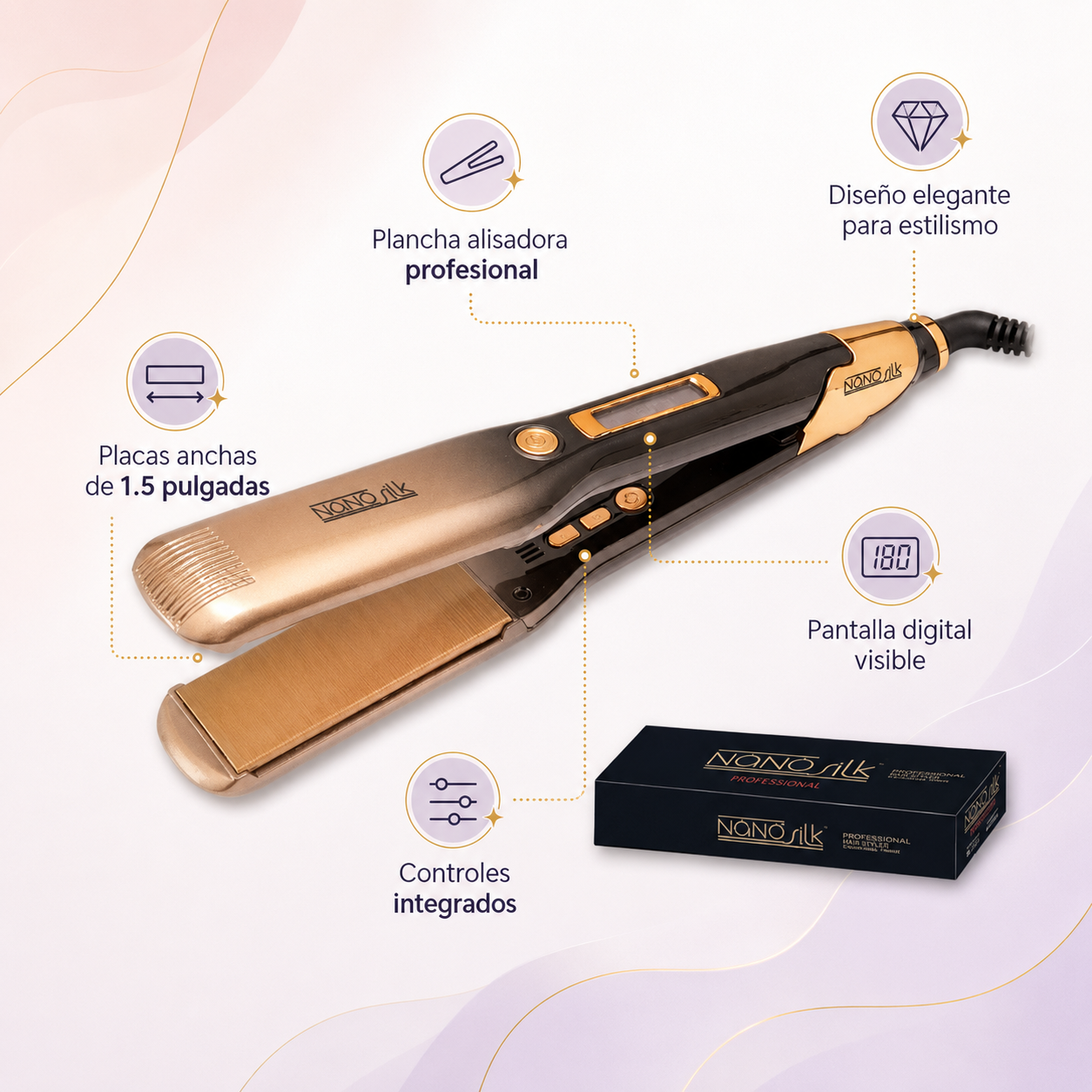 Turbo Power NanoSilk Plancha Profesional 1.5” 450°F TP510