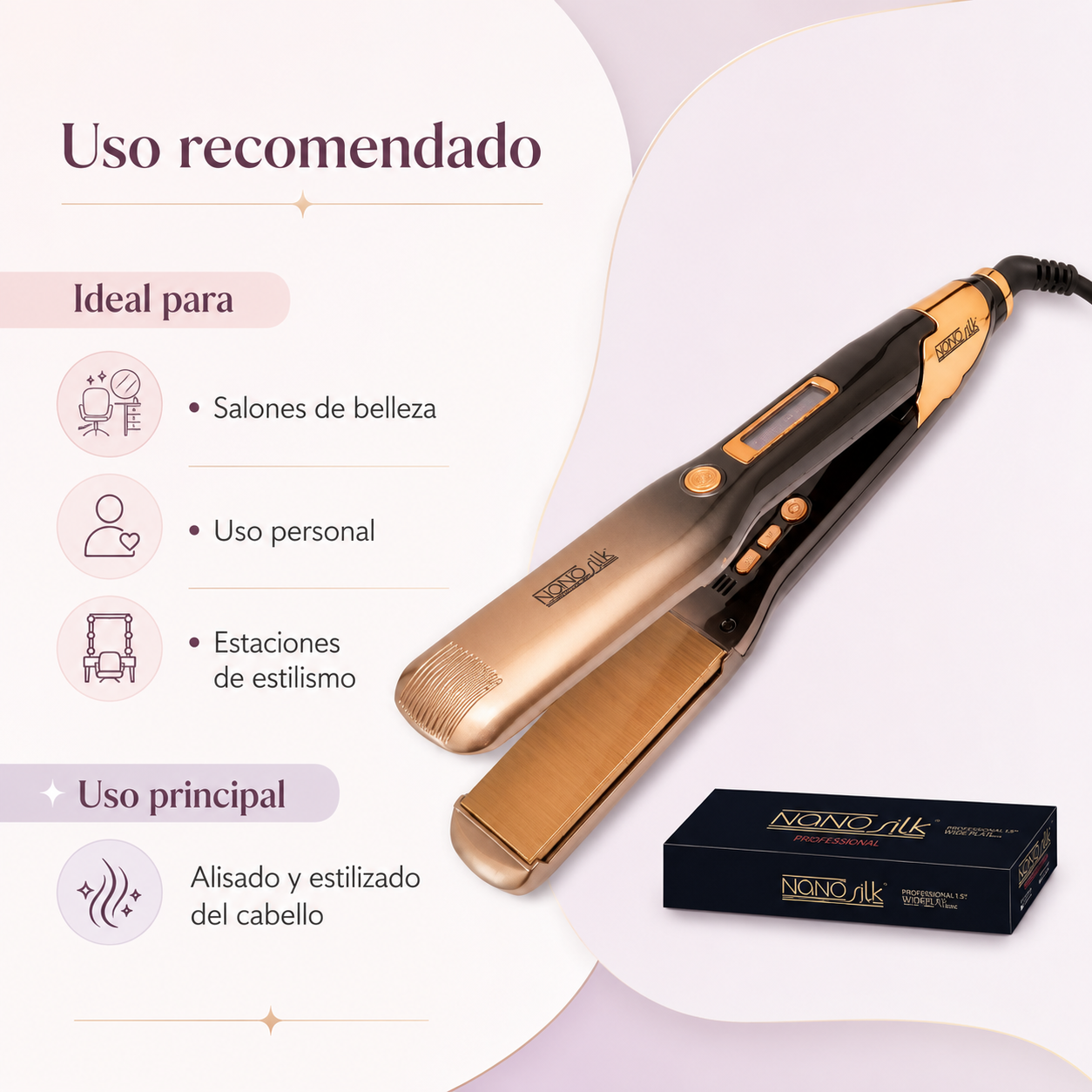 Turbo Power NanoSilk Plancha Profesional 1.5” 450°F TP510